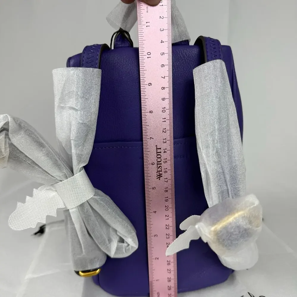 Aimee Kestenberg Purple Tamitha Mini Leather Cotton Backpack Crossbody NWT - Picture 15 of 15